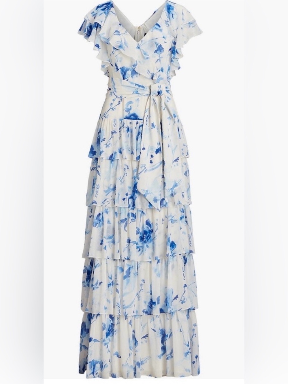 Ralph Lauren White and Blue Floral Tiered Maxi Dress - Picture 4 of 6